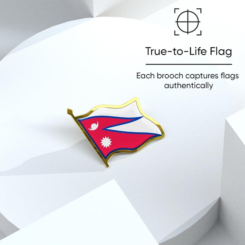 Ababyyan Nepal Flag Lapel Pin - Enamel Metal National Badge | World Travel Souvenir Gifts for Men & Women | Country Flag Patriotic Brooch Bulk Pack of Pins for Hat, Tie, Clothes, Backpack (1pc) - Image 4
